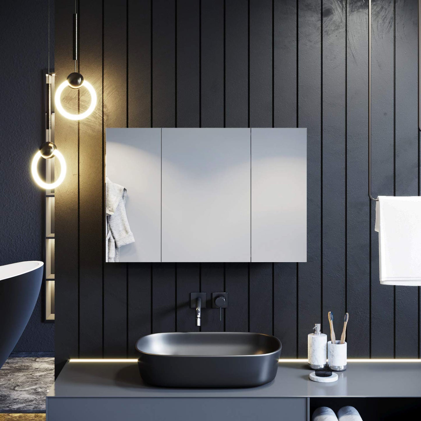 ELEGANT 600x900mm Bathroom Cabinet with Mirrors, Stainless Steel