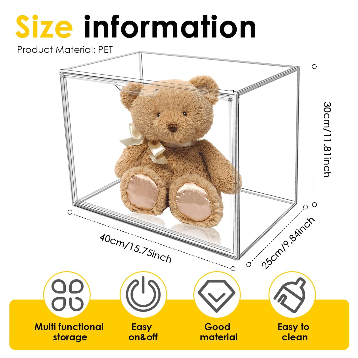 NIHUIFDPY Acrylic Display Case, 40x25x30cm Dust Proof Transparent Doll Display Box