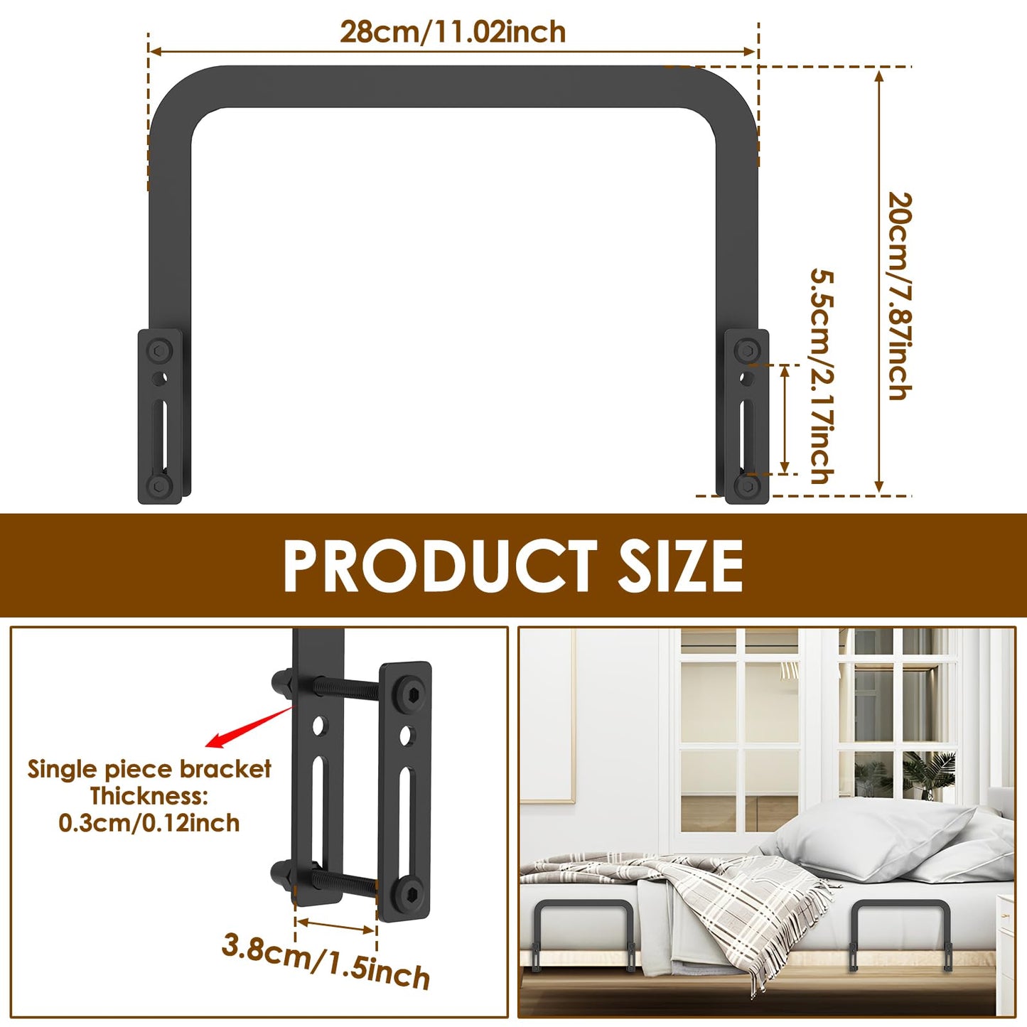 Dandelionsky 2Pcs Mattress Slide Stopper, Metal Mattess Retainer Bars Fixing Bracket