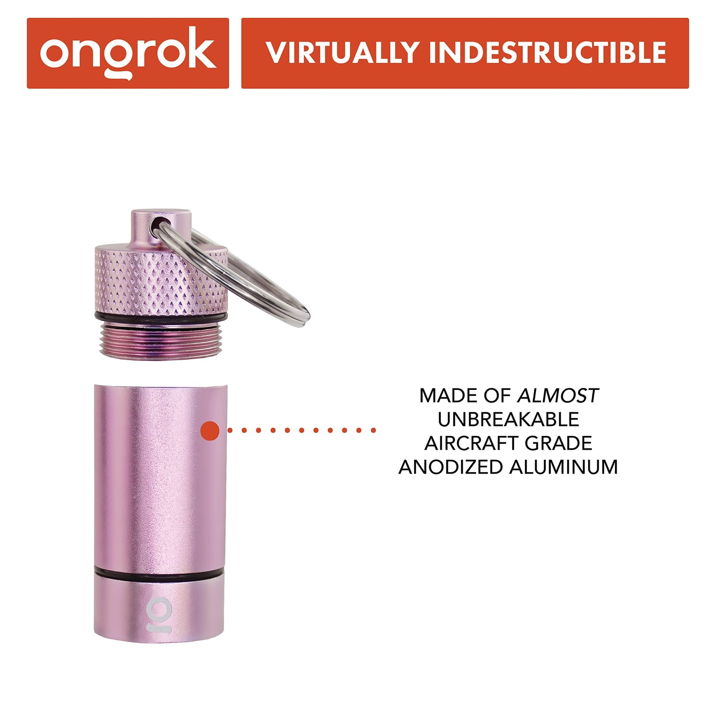 ONGROK Premium Mini Storage Tube, Keychain, Pocket-Sized, Airtight, Aluminum Metal Holder and Case (Rose Gold)