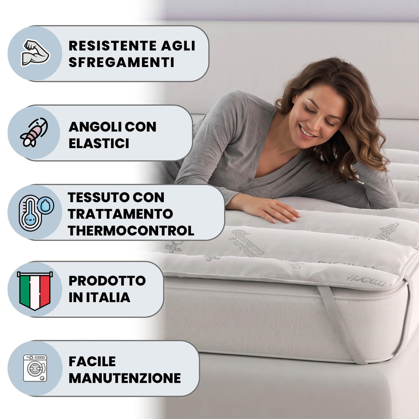 Italian Bed Linen MB Home Italy, Topper, Polyester, Thermocontrol, Single 85 x 195 cm