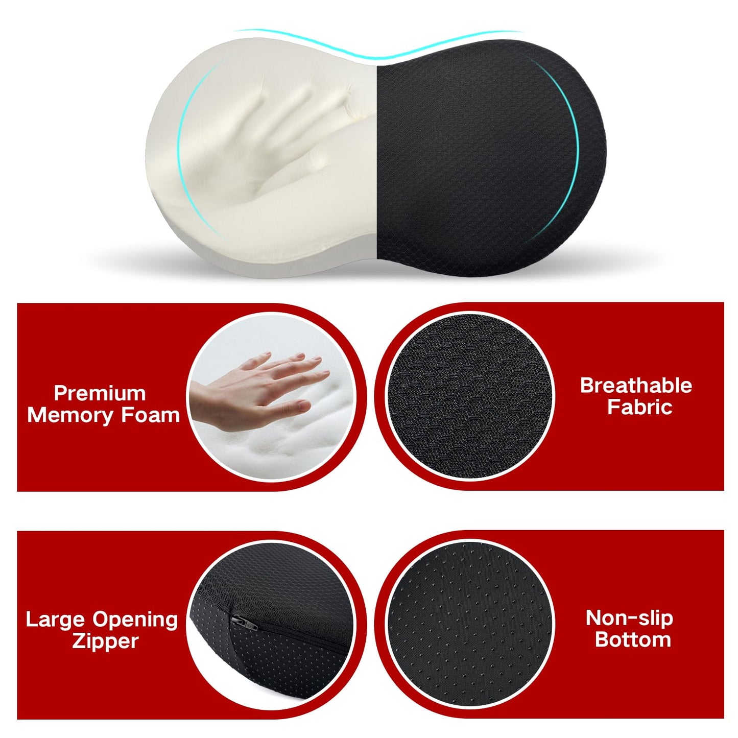 HIAHXC Memory Foam Car Seat Cushion Wedge Driver Cushion for Sciatica