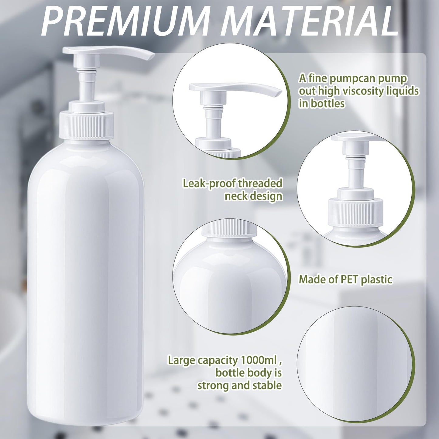 Invalidism 2Pcs Pump Bottle Dispenser 35oz Refillable Press Bottles