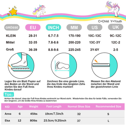SULIFEEL Rainbow Unicorn Adjustable Light up Inline Skates for Kids Girls and Boys Beginner Skates with Illuminating Wheels,Large