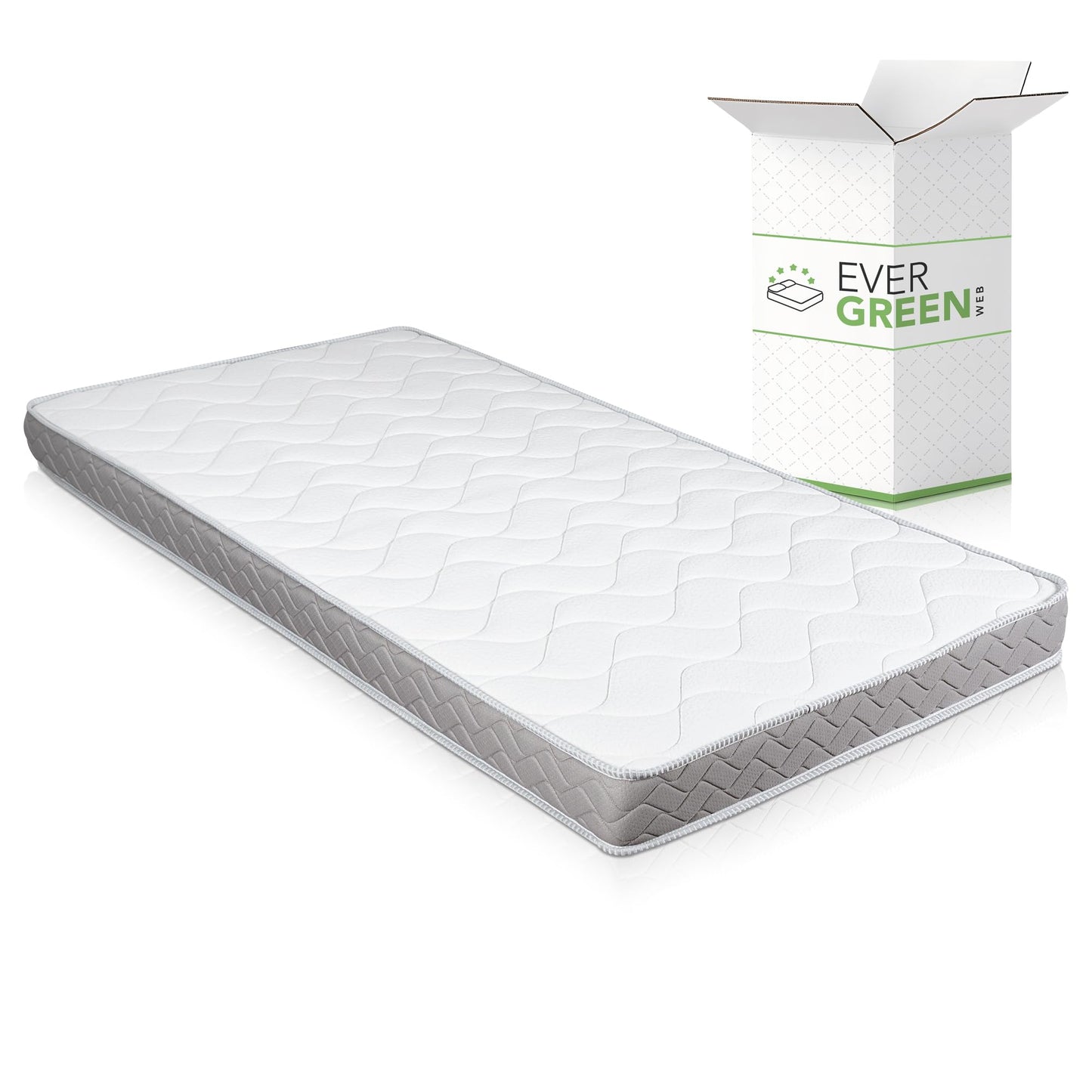 EVERGREENWEB MATERASSI & BEDS Sofa Mattress 70 x 190 cm Bed Height 12 cm Hypoallergenic White Coating Extra Firm Support Folding Foam Extra Mattress