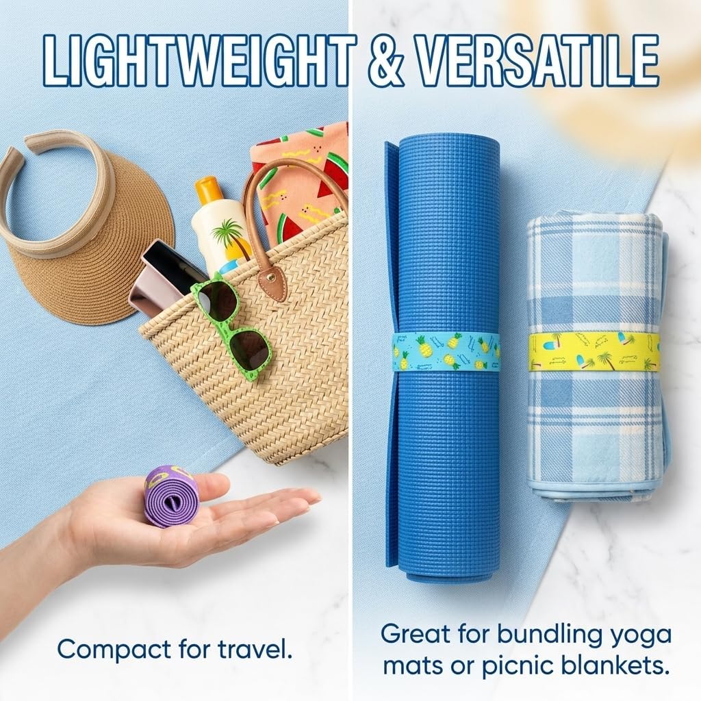 5Pcs Beach Towel Bands for Sun Loungers,Widen Elastic Sunbed Straps for Beach Towels,40x4.7cm Non-Slip Windproof Sunbed Bands,Heavy-Duty Pool Chair