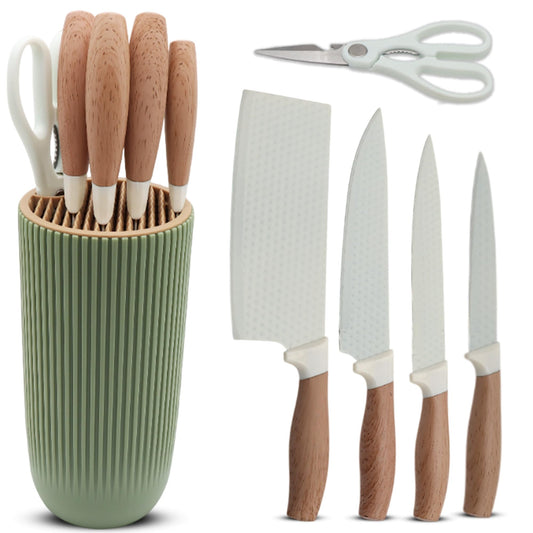 Home Vista 6-Piece Knife Set/Comes with Freestanding Storage Block/Sharp Stainless Steel Kitchen Knives/Scissors/Non-Stick Ideal for Chopping, Slicing