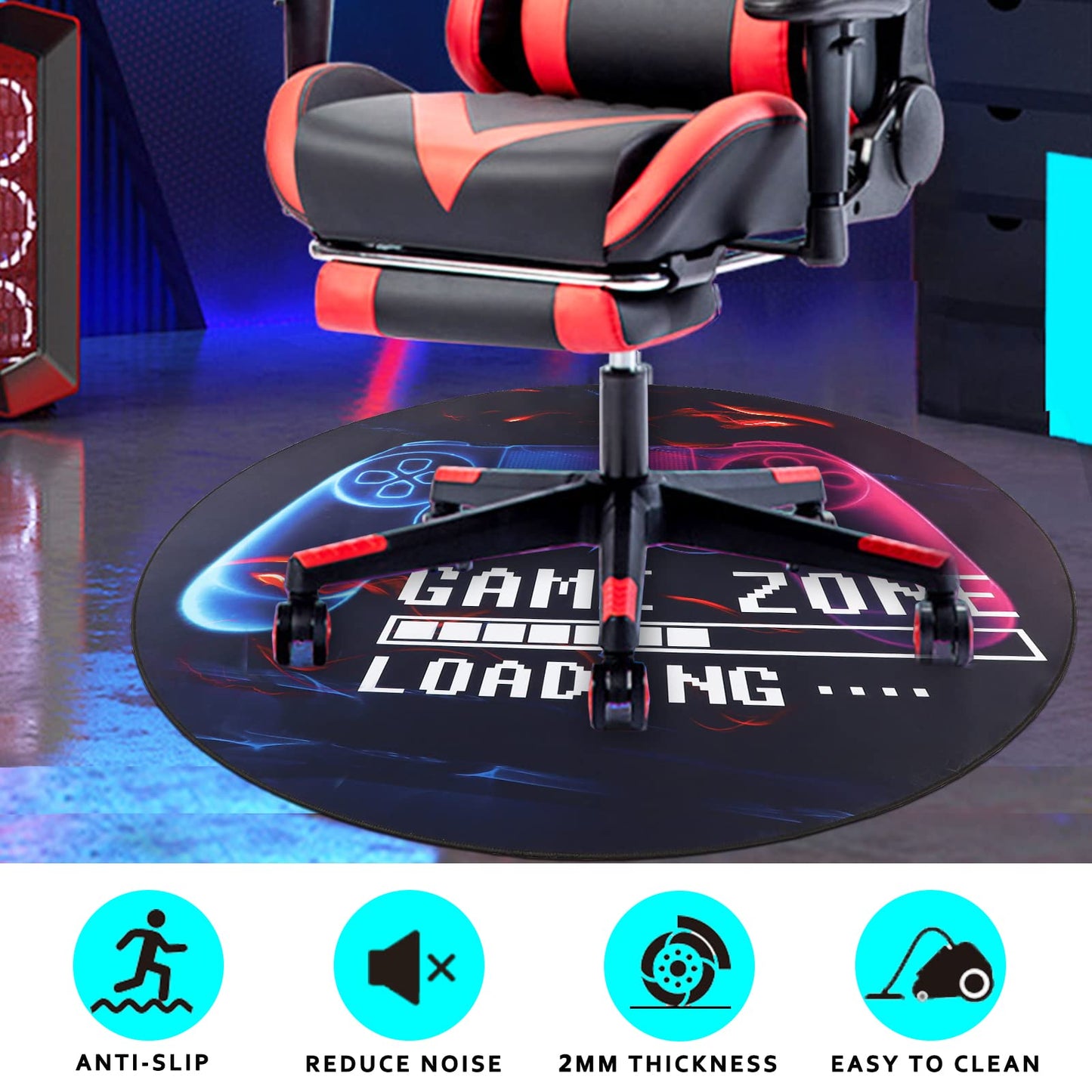 Yincimar Gaming Chair Mat for Hardwood Floor,Anti-Slip Floor Protector Game Controller Rubber Gaming Computer Chair Mat for Gaming Room Home Office