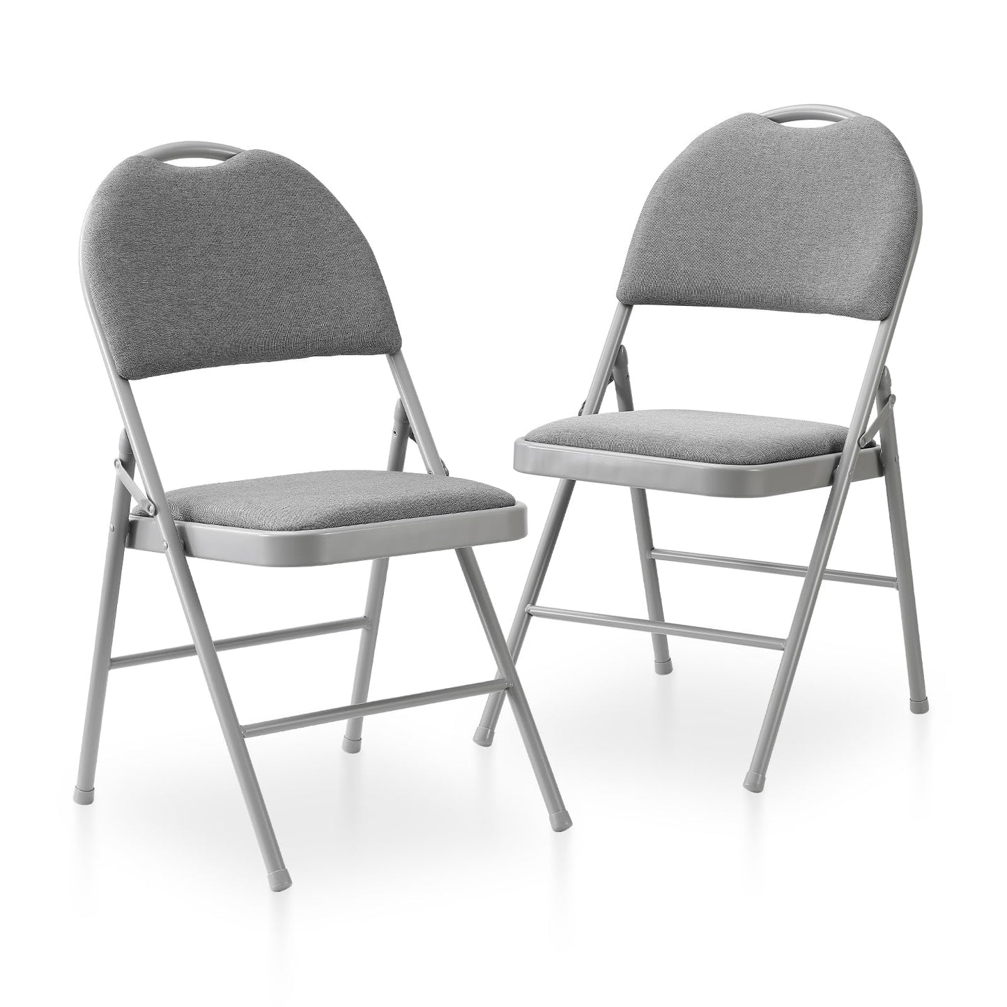 BOOSDEN Padded Folding Chairs 2 Pack, Fabric Foldable Chair with Cushion
