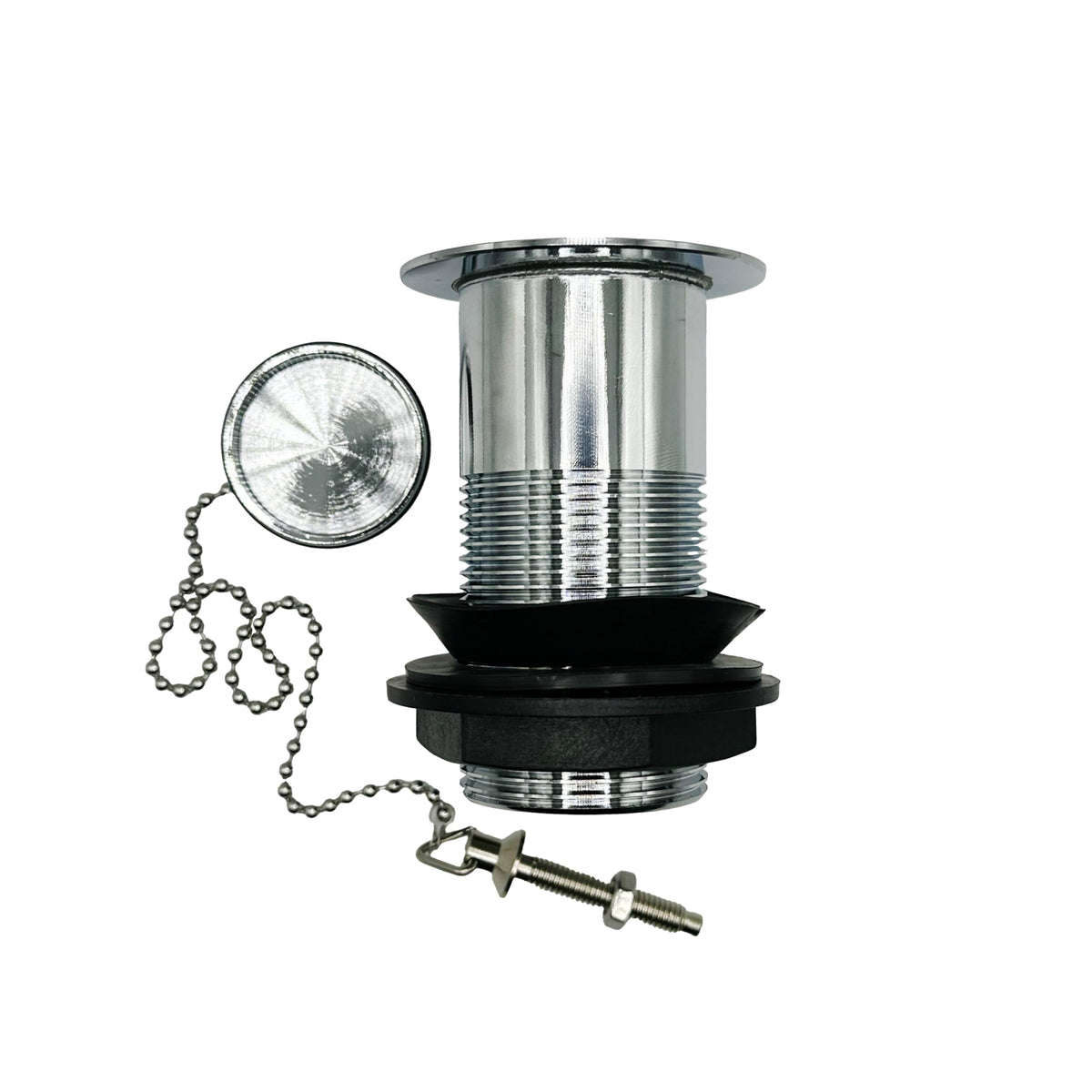 PlumbEZ Unslotted Sink Waste with Plug and Chain Chrome - Stainless-Steel Pop Up Basin Waste, 1.1/4 Inch