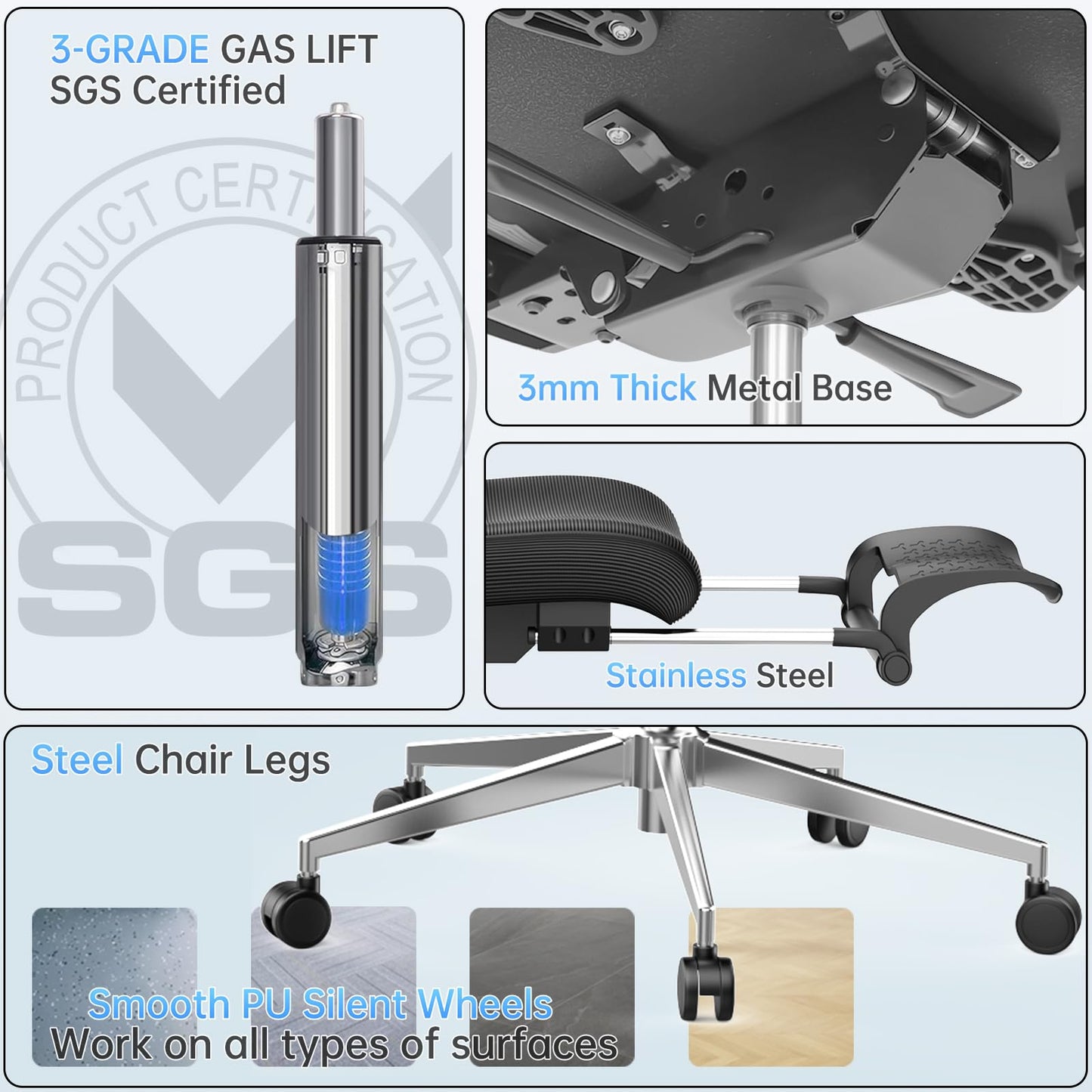 IZYUF Ergonomic Office Chair with Footrest,145° Reclining