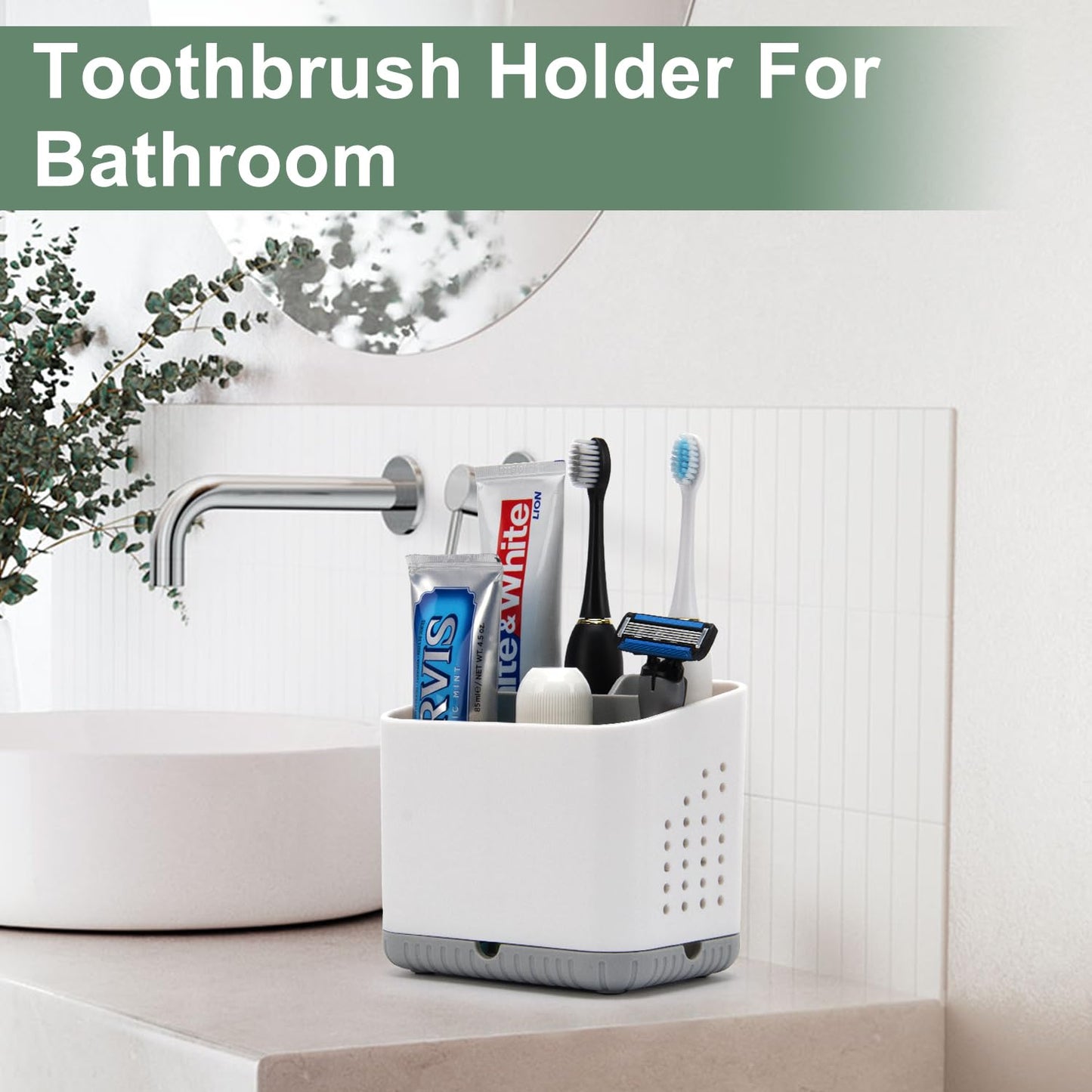 toprance Toothbrush Holder Anti-slip Electric Toothbrush Holder For Bathroom Countertop