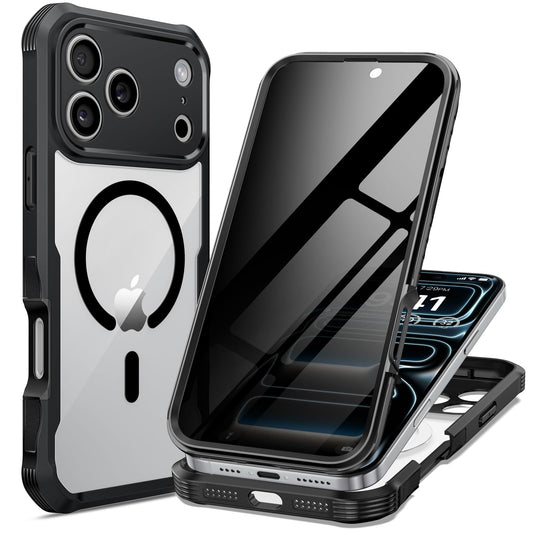 seacosmo Magnetic for iPhone 17 Pro Max Case, Privacy Phone Cover Compatible with Magsafe Built-in Anti Peep Tempered Glass Privacy Screen Protector