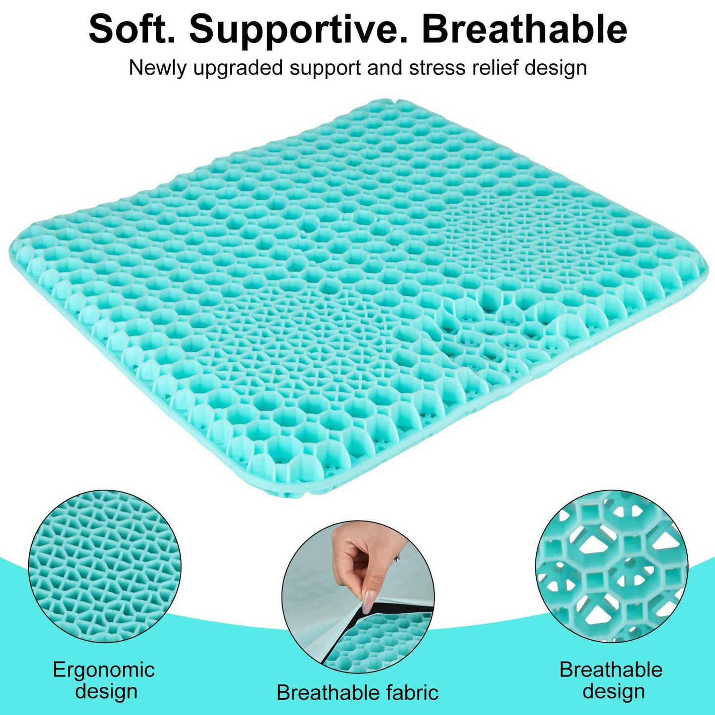 Large Gel Seat Cushion For Long Sitting,Double Thick Honeycomb Cushion With Non-Slip Covers Cushion Chair Seat Pads Gel Car Seat Cushion Breathable
