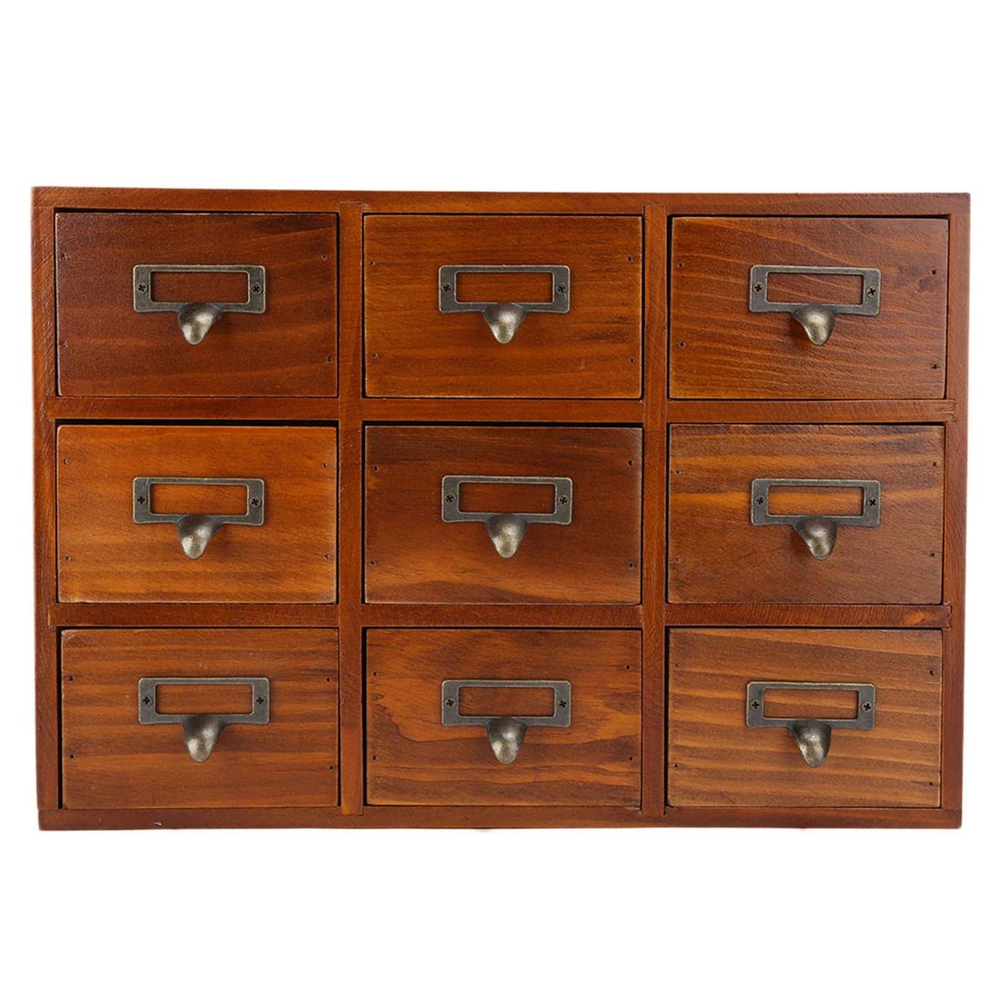 Vintage Wooden Desk Organizer with 9 Drawers, Apothecary Cabinet Tabletop Apothecary Chests and Cabinets, Herb Storage Box