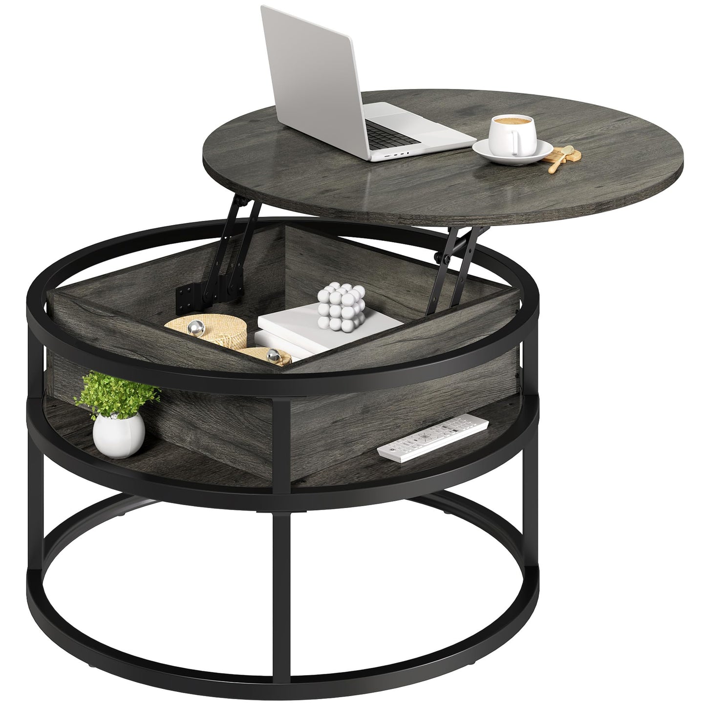 YITAHOME Round Lift Top Coffee Table, Coffee Tables for Living Room with Hidden Storage Compartment