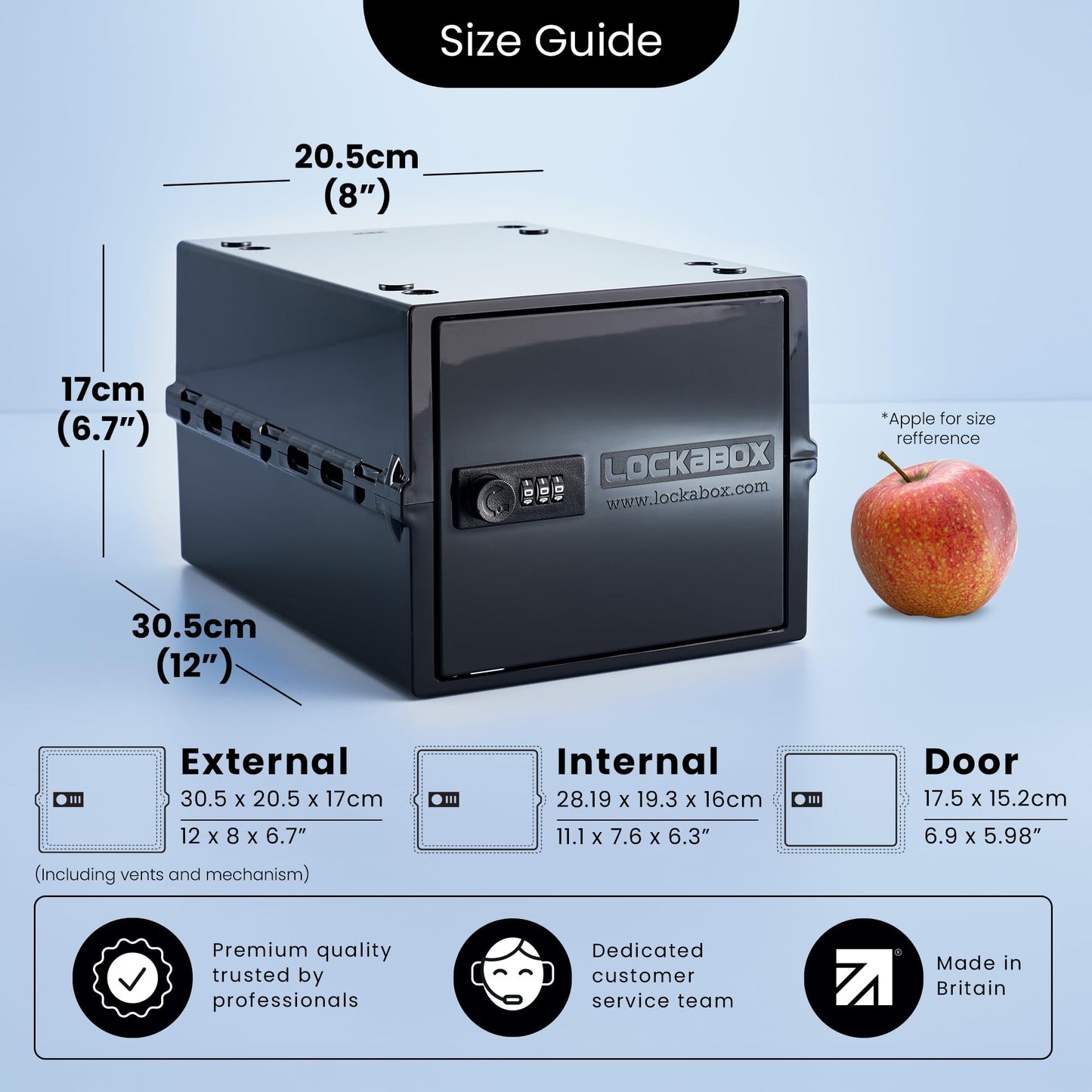 Lockabox One™ | Premium Lockable Medicine Box (10L) | Lightweight & Hygienic Medicine Lock Box | Made In Britain | External Size 31 x 21 x 17 cm (Jet)