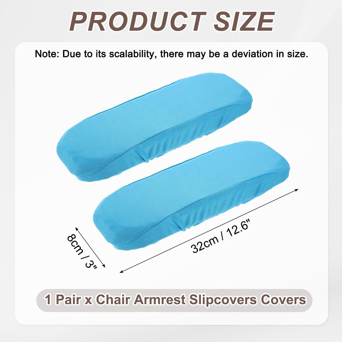 sourcing map Chair Armrest Slipcovers Covers, 32 x 8cm Polyester Removable Seat Hand Rest Protector for Office Chairs Desk ChairLake Blue
