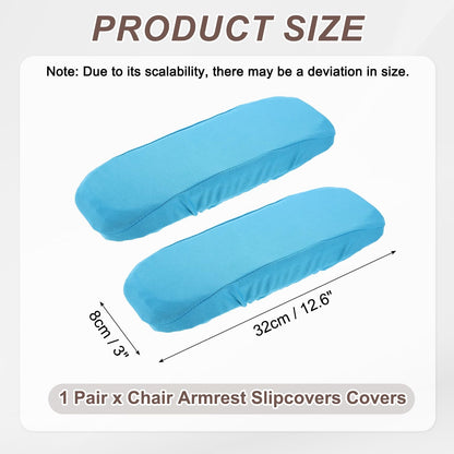 sourcing map Chair Armrest Slipcovers Covers, 32 x 8cm Polyester Removable Seat Hand Rest Protector for Office Chairs Desk ChairLake Blue