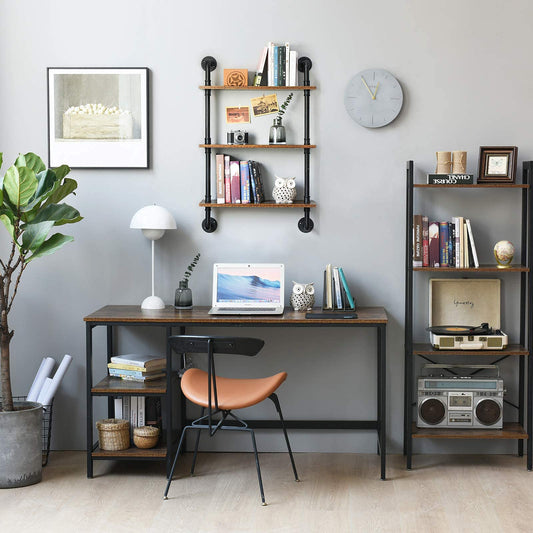 IBUYKE Pipe Floating Shelves, Wall Shelf Outdoor, 60x20x95cm, Decorative Shelving Unit for Wall, Plant Stand, Storage Organiser Shelf for Bedroom,