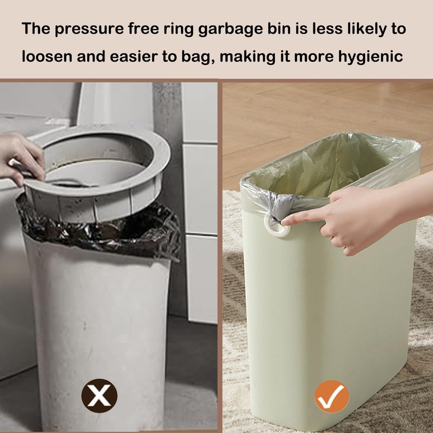 Chiziyixin 10L Open Top Bathroom Bin, Reusable Slim Bedroom Bin, Small Narrow Trash Can Plastic Garbage Container Wastebasket for Bathroom, Bedroom