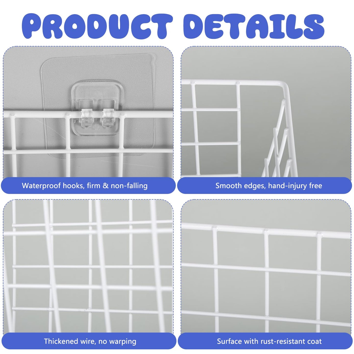 YEXEXINM 2 Pack Metal Storage Organizer, Hanging Mesh Shower Caddy with Adhesive Hooks for Bathtub, Large Bath Toy Holder for Storing Bath Toy