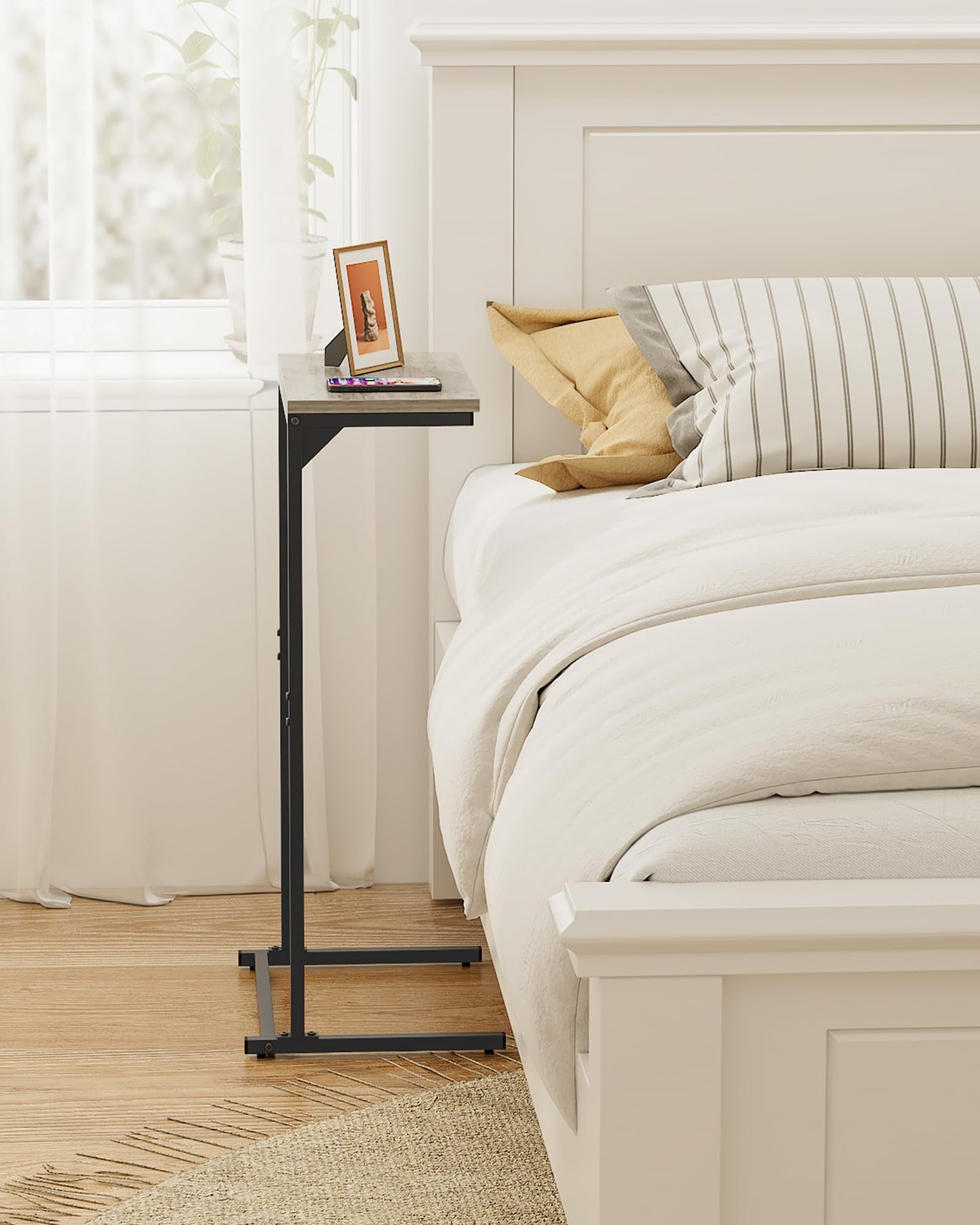TUTOTAK C Shaped Side Table, Set of 2, Small End Table, 28.7 inch Tall Couch Sofa Table, Living Room, Bed Room, Greige V1TB01BG0712EU