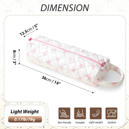 Linpr Cute Quilted Portable Hair Styling Tool Travel Bag, Bow Pink
