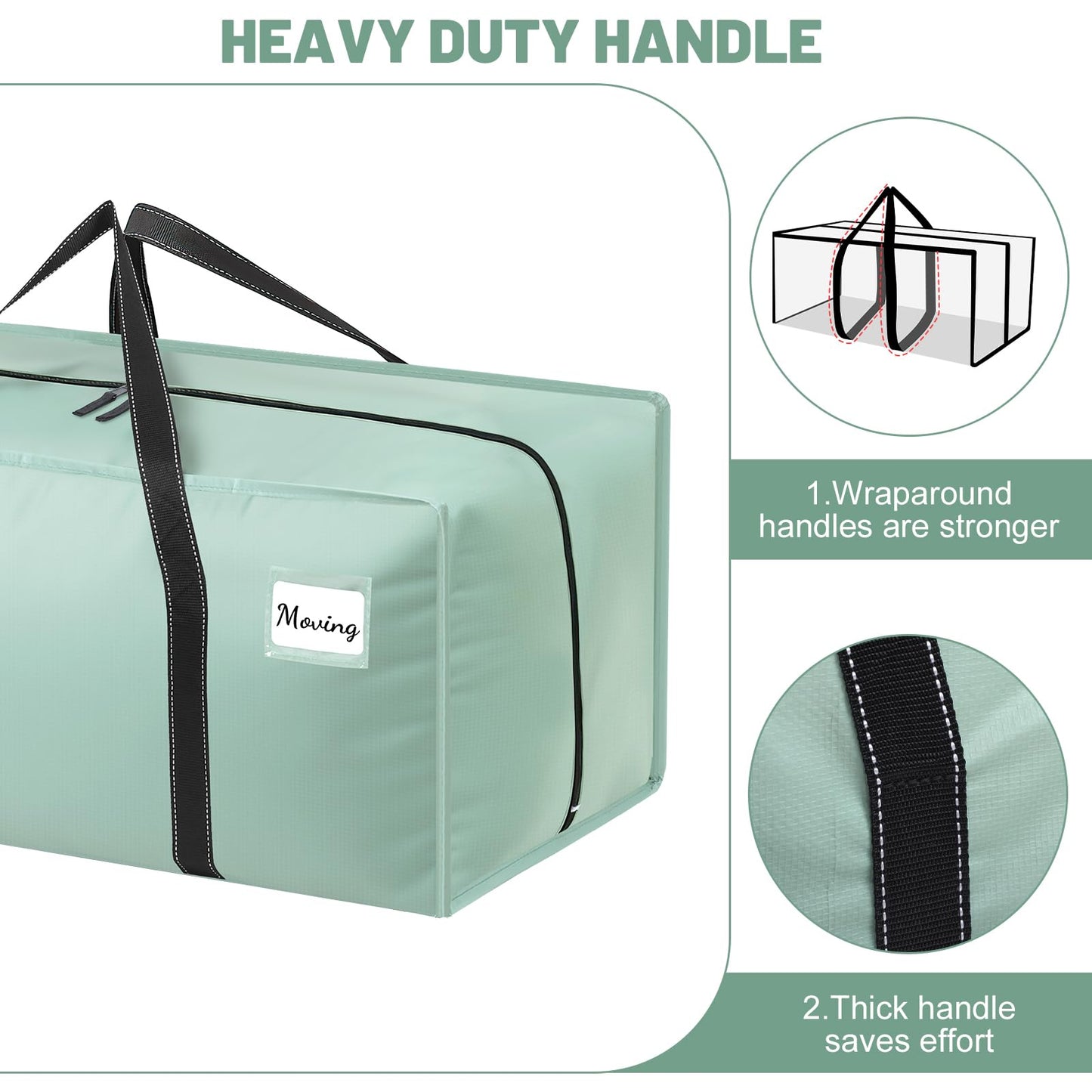Dntorx 4 Pack 90L Moving Bags, Waterproof Storage Totes, Green