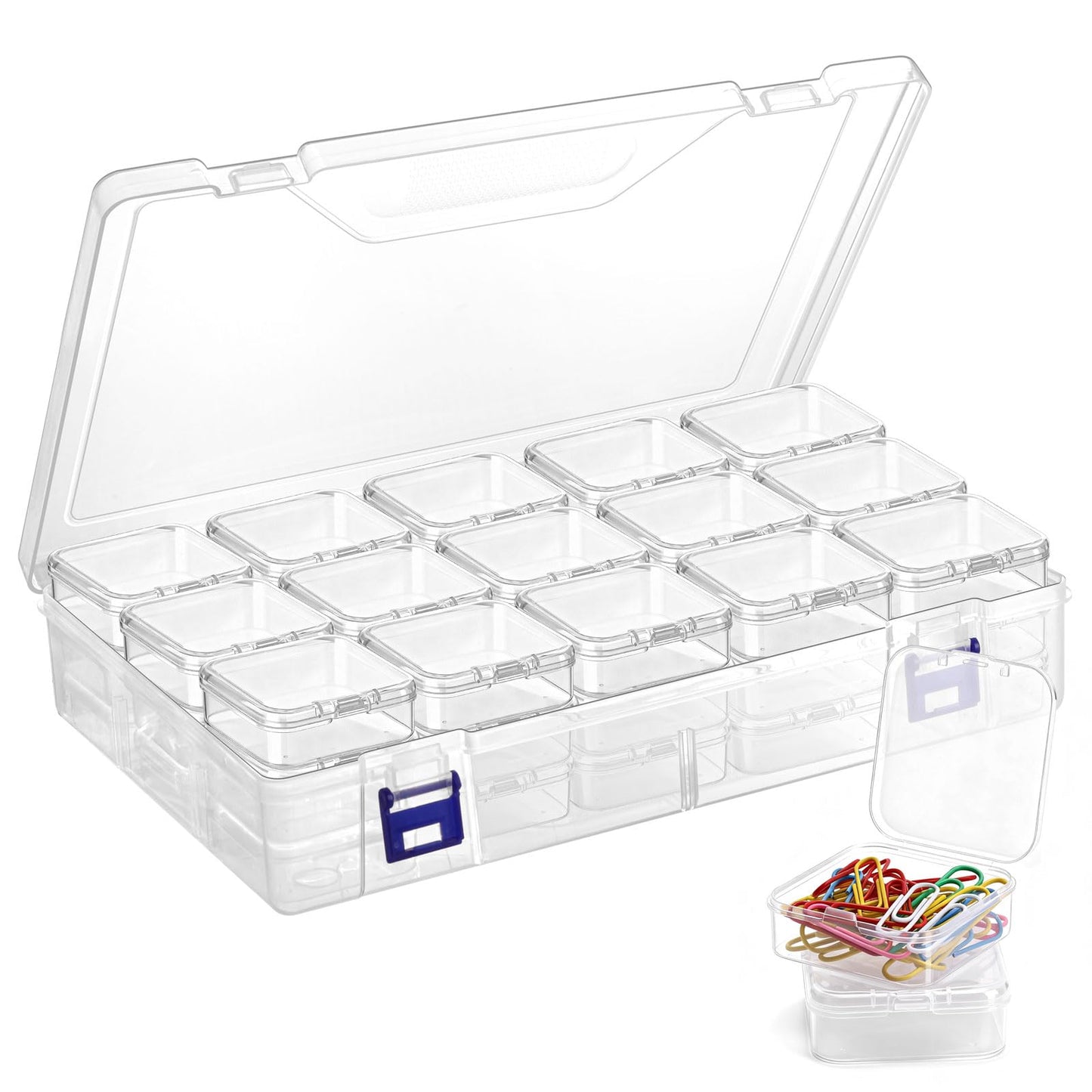 46 Pcs Bead Organizer Box Plastic Storage Box and Rectangle Plastic Cases
