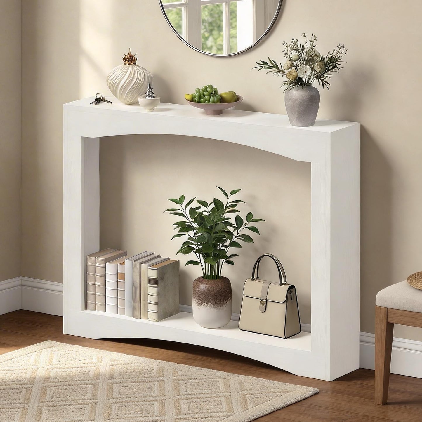 YATINEY Narrow Console Table, 15 cm Thin Entryway Table, Behind Couch Table for Small Spaces, Small Farmhouse Hallway Table, for Living Room, Hallway