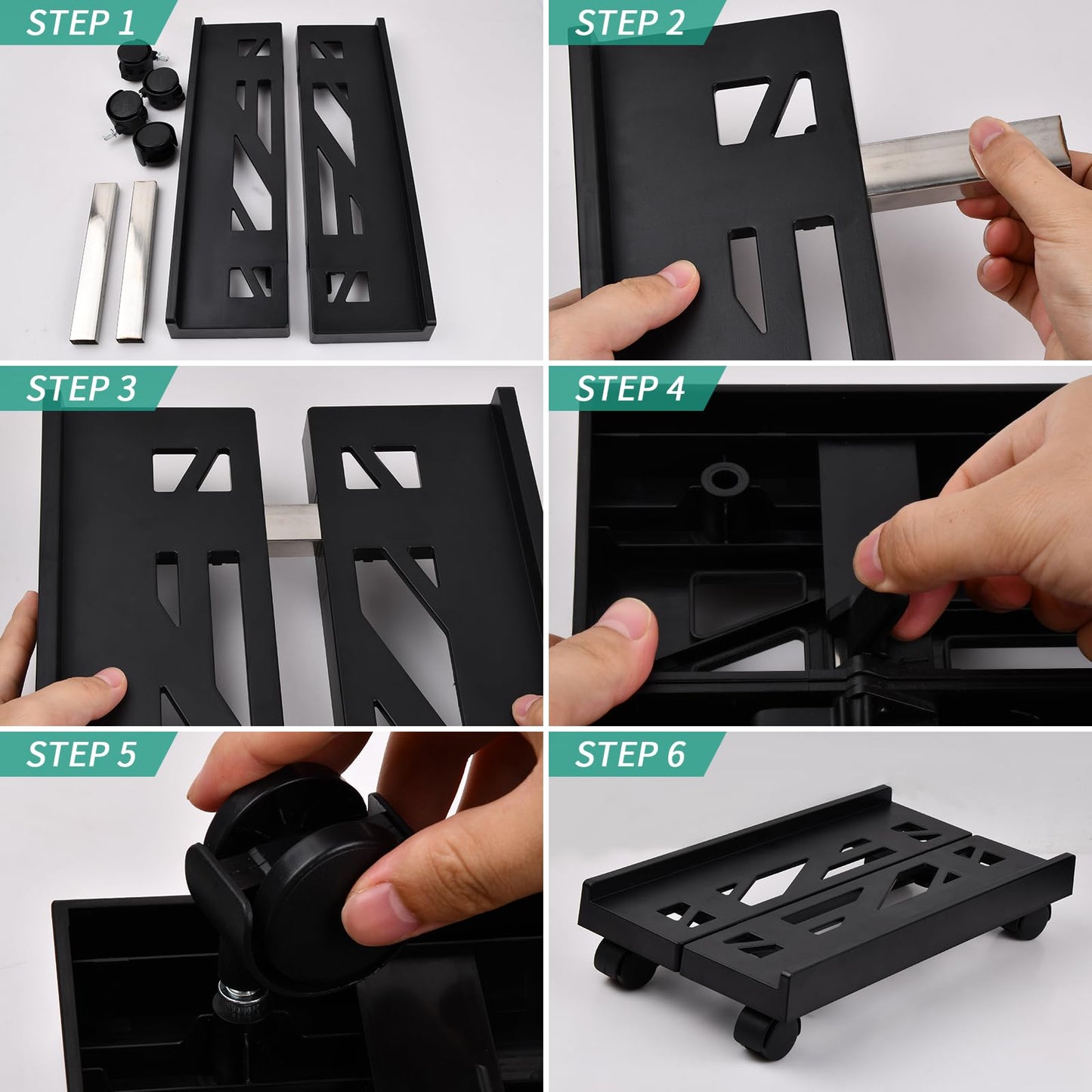 Fangehong PC Stand Computer Tower, Adjustable Mobile CPU Stand with 4 Rolling Caster Wheels, Computer Case Holder