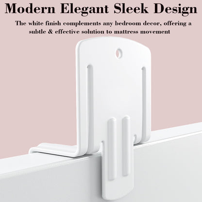 BetLight Unique Anti-Slip Mattress Gaskets, 6 Pieces, White Metal, Secure Mattress in Place Bracket