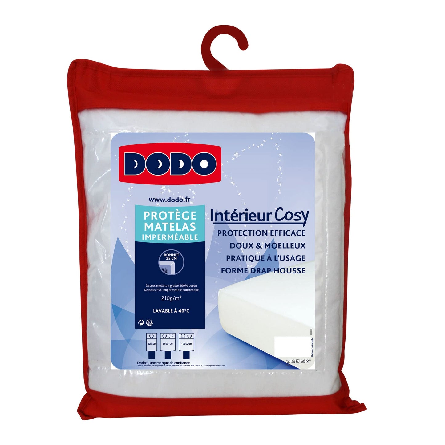 Dodo Cosy Terry Mattress Protector, White, 200 x 160 cm
