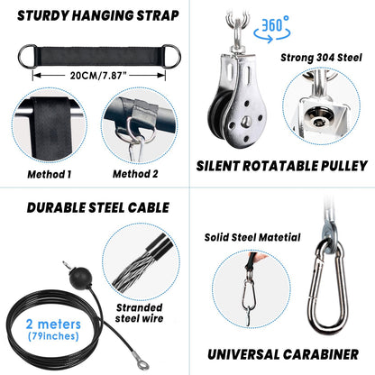 Lyndwin Cable Pulley System Home Gym for Lat Pull Down, 3 in 1 Dual Cable Weight Pulley System Machine Attachment for Chest Fly Tricep Bicep Arm Chest