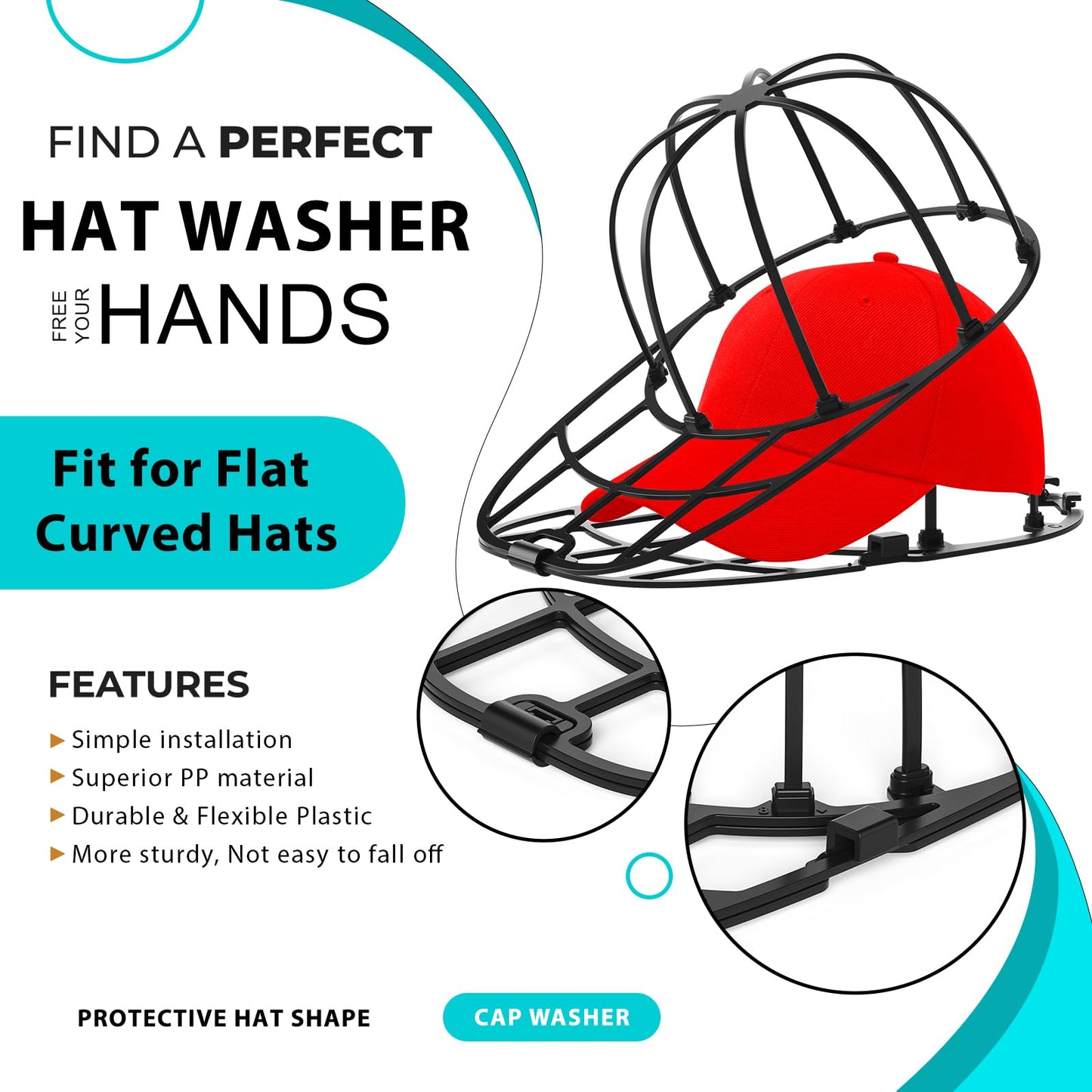 Eiito Cap Washing Cage, Baseball hat Cleaners/Cap Washer Fit for Adult/Kid