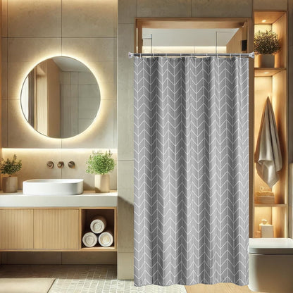 HUIBOHOU Shower Curtain - Solid Colour Fabric Shower Washable Curtain Mould Resistant and Water Repellent,180 * 200cm Mixed Grey, 180 * 200cm