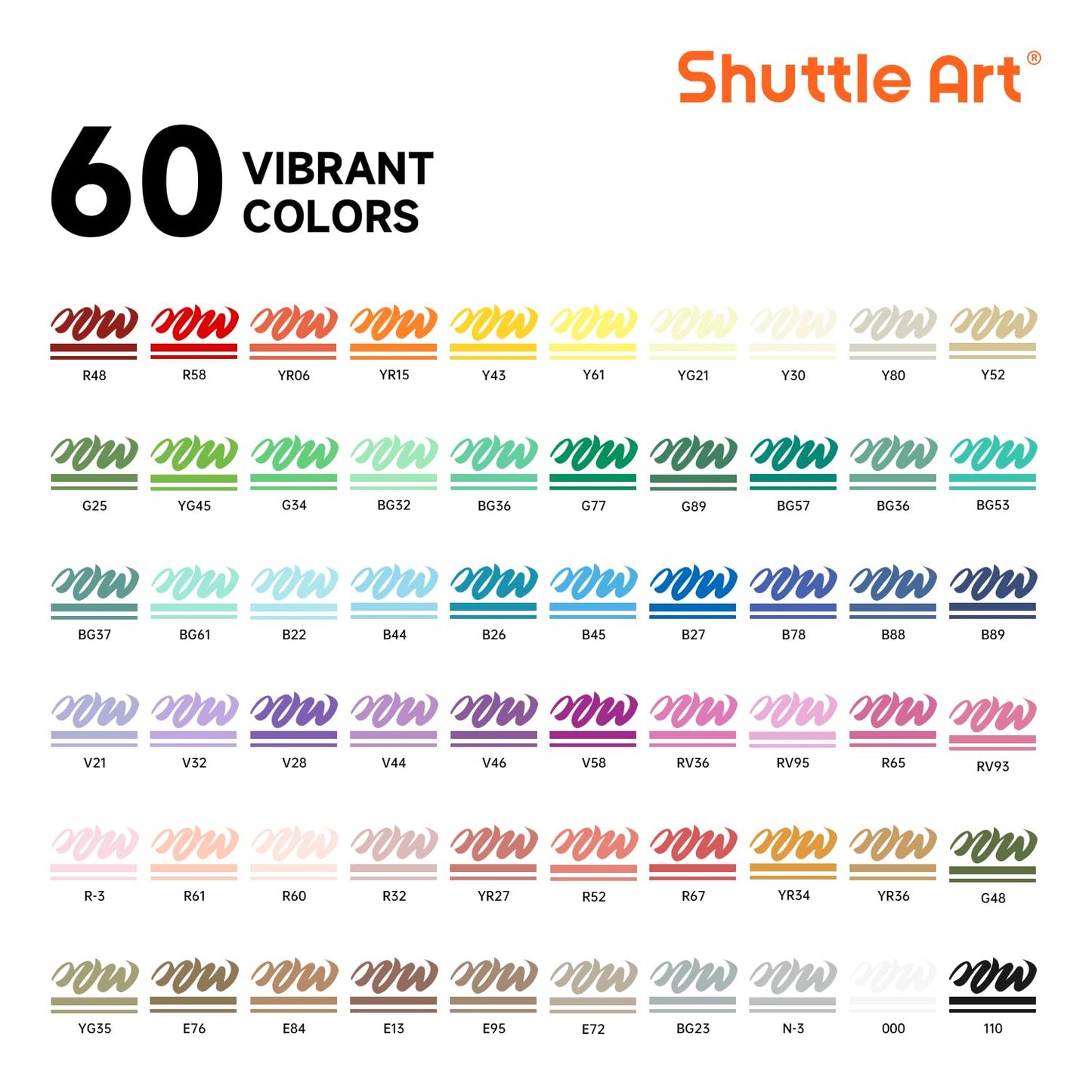 Shuttle Art Automatic Ink Control Acrylic Paint Pens, 60 Colours Brush Tip Paint Marker Pens, Paint Pen for Rock Painting Ceramic, Wood, Fabric,
