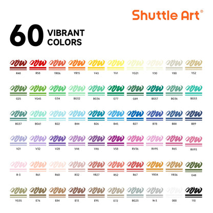 Shuttle Art Automatic Ink Control Acrylic Paint Pens, 60 Colours Brush Tip Paint Marker Pens, Paint Pen for Rock Painting Ceramic, Wood, Fabric,