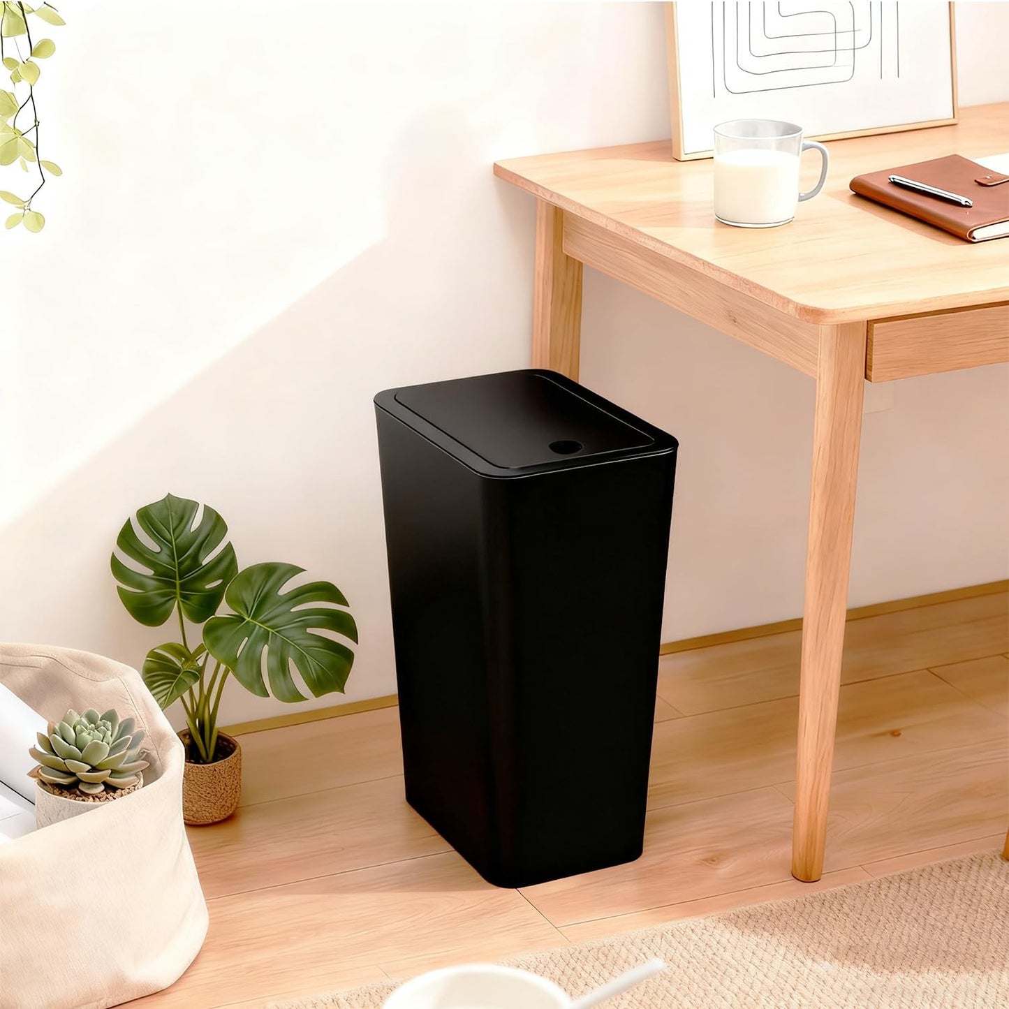 Stowetry 2 Pack Bedroom Bin,10L Plastic Bathroom Bin with Lid