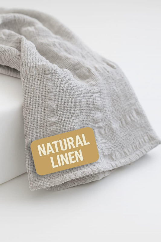 Linen Bath Towel 75?125 cm ? Waffle Towel for Daily Use ? Natural Linen Blend ? Not Fluffy ? Compact and Functional (Mira)