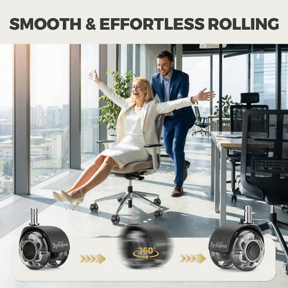 Sytopia Office Chair Wheels With 11×22mm Pin, Universal Fit 2-Inch Castors Replacement, Dual Wheel Rubber Smooth & Silent Chair Casters Wheels
