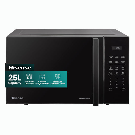 Hisense H25MOBS7HUK 25 Litre electronic Microwave with Auto Defrost, Digital Display, Smart Cook, Multi level cooking and Easy Clean- Black