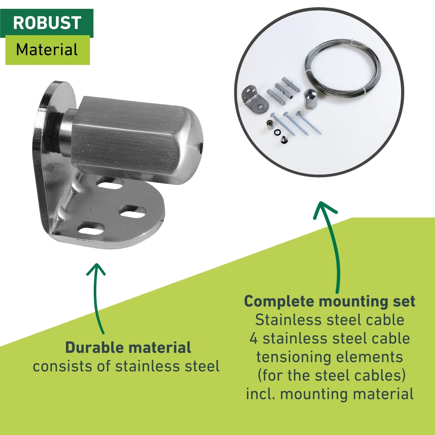 Windhager InoxLine Stainless Steel Mounting Set for Sun Sail, Rope Tension Awnings Accessories, Mounting Set for Sun Protection, 10885 Silver, 6.1 x