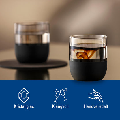Villeroy & Boch - Manufacture Rock Shot Glass Set/Shot Glass, Set of 4, Crystal Glass with matt Black Base, Capacity 40 ml