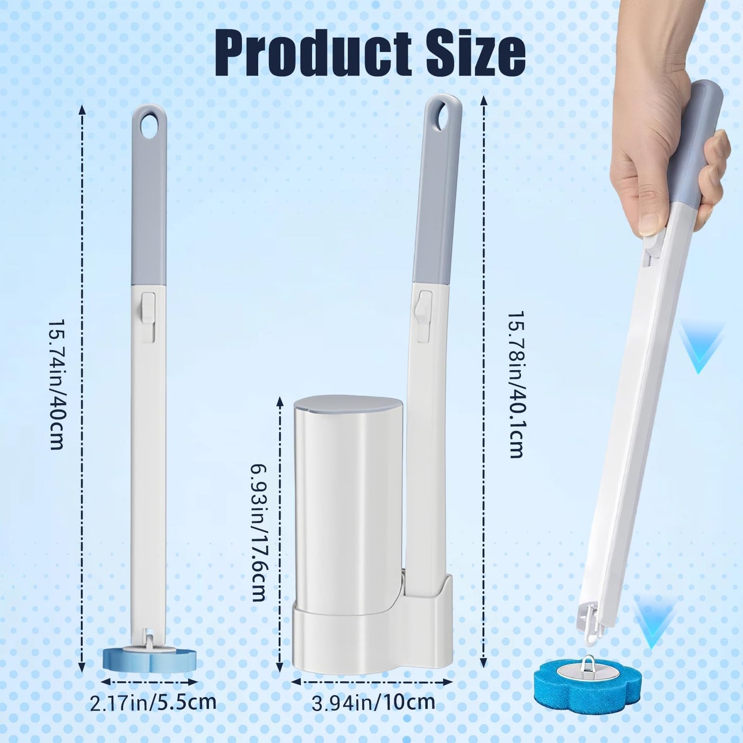 zxevg Disposable Toilet Brush & Holder Set with 48 Refills (1)