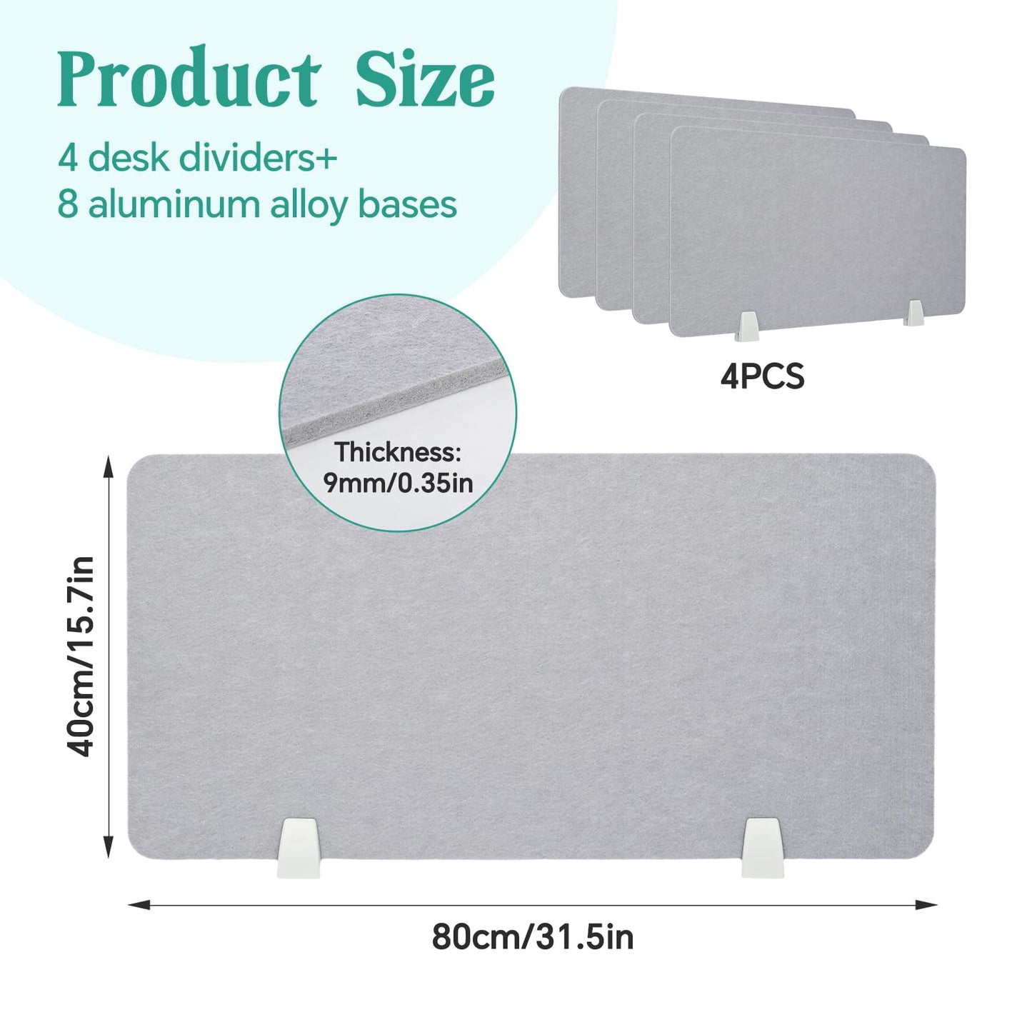uyoyous 4 Pcs Acoustic Desk Divider Desk Partition 31.5 x 15.75 Inch Table Freestanding Up Privacy Panel Protective with Clamps Visual Distraction