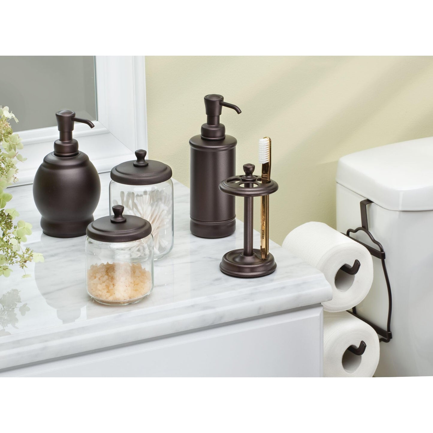 InterDesign Cup for Bathroom Organization, The York Collection, Stainless_Steel, Bronze, 3.25" x 3.25" x 5.75"