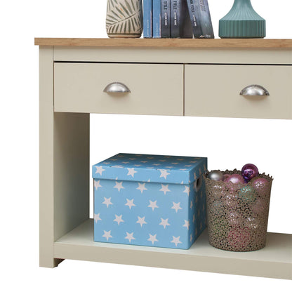 TAD TIMBER ART DESIGN UK Lisbon Console Hallway Side Table 2 Drawers Shelf Desk Storage Furniture Cream