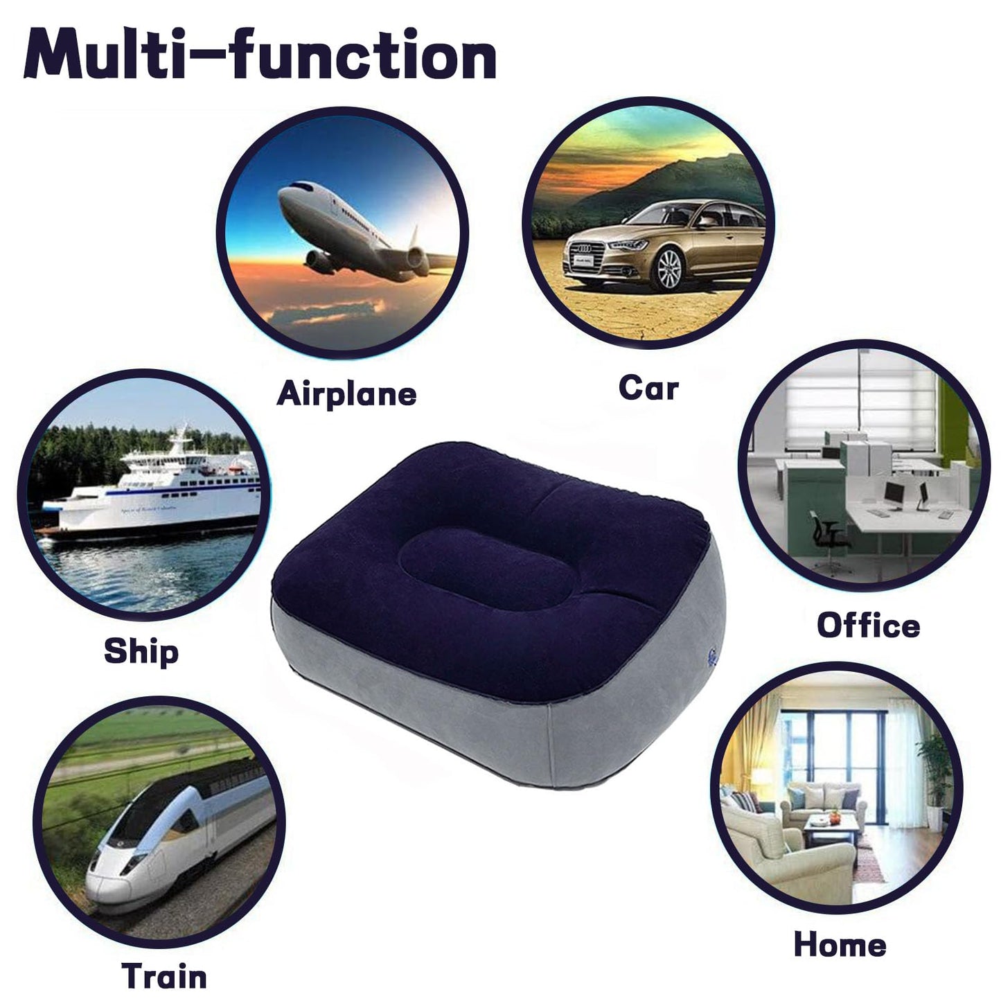 2 Pack Inflatable Foot Rest Pillows for Desk and Travel, Elevate Legs to Reduce Swelling, Improve Circulation, Portable Air Foot Cushions for Office